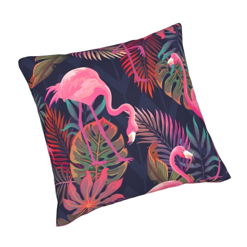 Abucaky Pillowcase Set of 2 Tropical Plants Pink Flamingos Throw Pillow Covers Shells for Couch Office Bedroom Home Decoration 18 X 18 Inches - Image 2